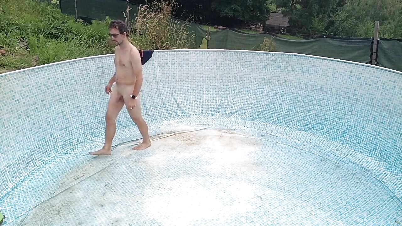 Naked in the Garden: Dirty Handjob in the Pool