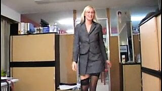 German Blonde MILF Secretary Stockings Anal