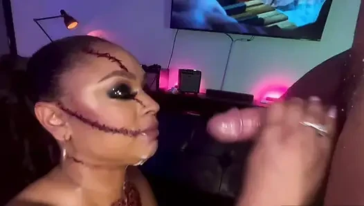 Porsha carrera lutscht schwanz in POV und bekommt sperma ins gesicht