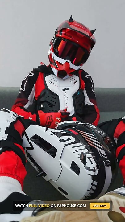 Naughty Biker Cums on Mx Helmet