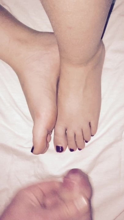 cumshot on my wife's feet