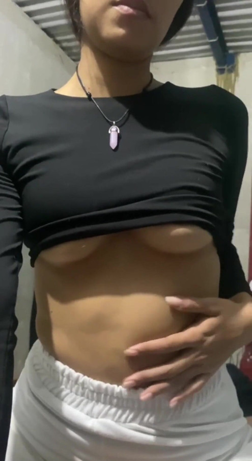 18 year old stepsister with perfect tits playing with my cock | Clip 1