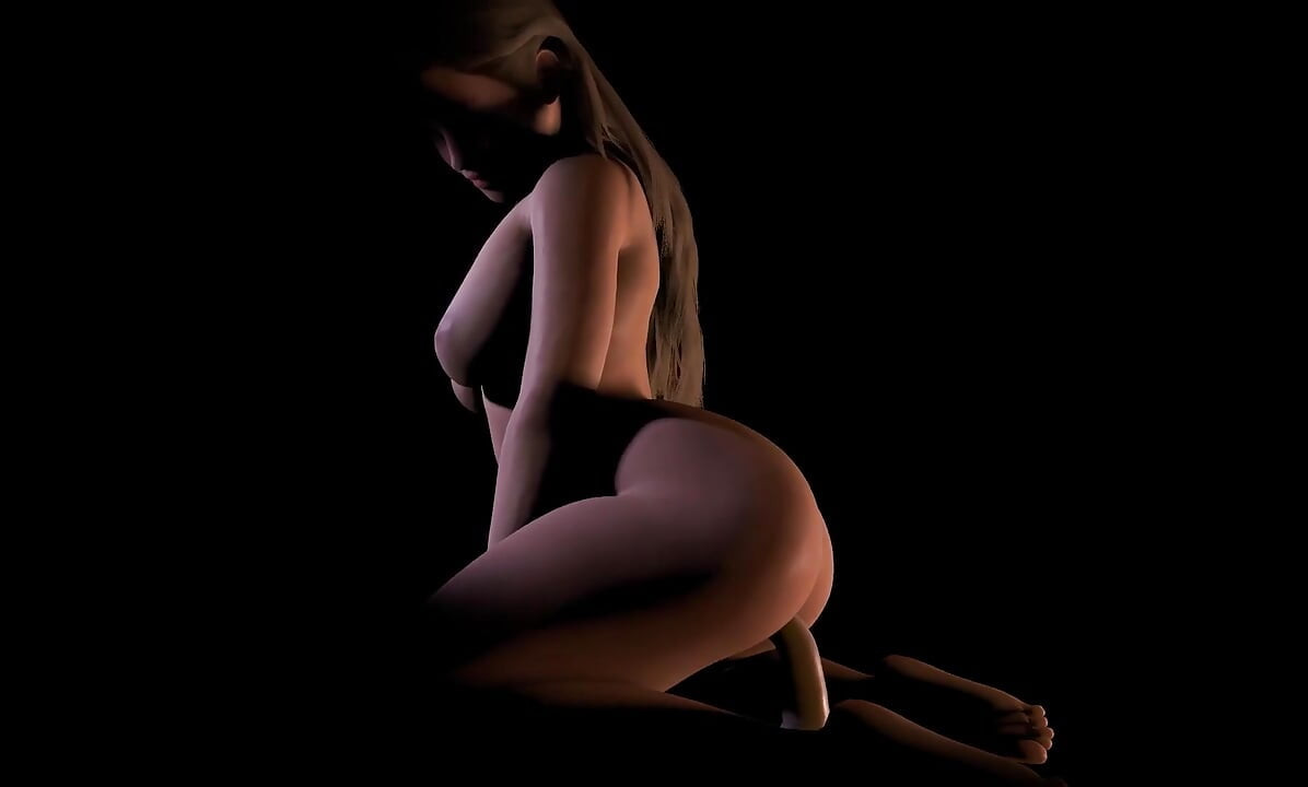 Beautiful Plum Girl Riding Dildo in the Dark
