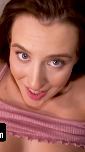 Iconic moment from "SisLovesMe - Stunning Aubree Valentine Honing Her Blowjob Skills Using Horny Stud's Big Cock"
