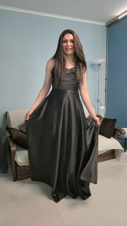 Spinning in a black dress
