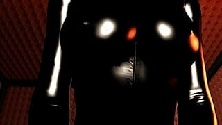 Mestra em látex preto - vaqueira em primeiro plano