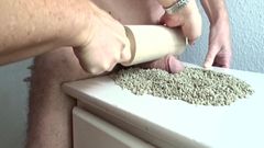 Rolling pin on cock till cumshot