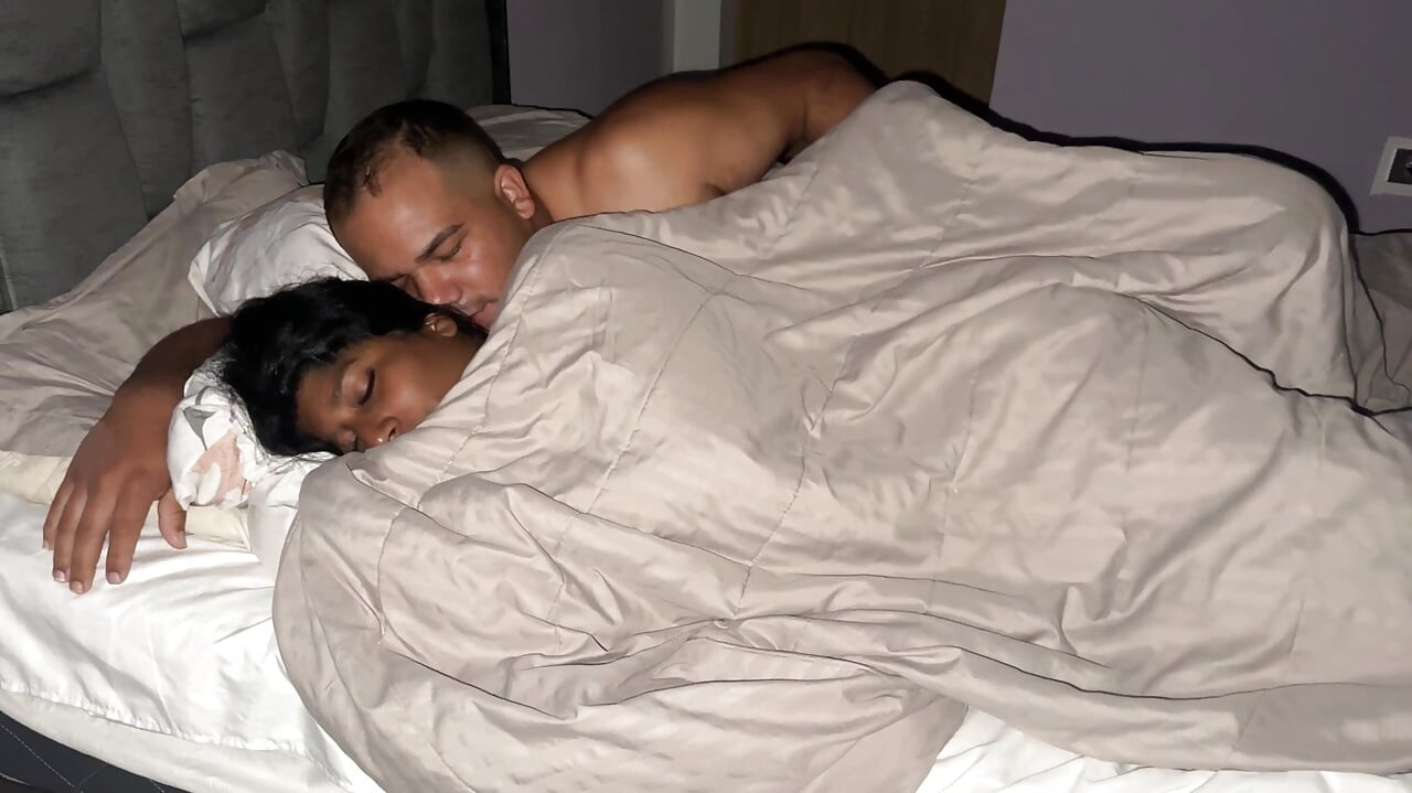 Stepdad wakes up in his stepdaughter's bed and fucks her filling her pussy with cum.