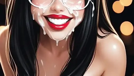 Funny Brunette Looking at Camera (Ai Animation)