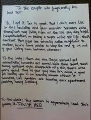 Letter to the neighbours who have very loud sex