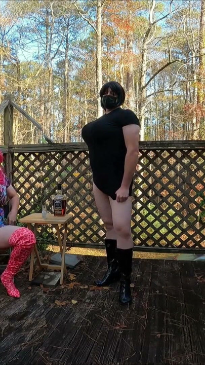 BTS fetish giant fake tits photoshoot jacking my uncut cock watching myself strip from vanilla to temptress | Clip 1