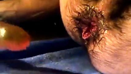 Hairy boy with dildo