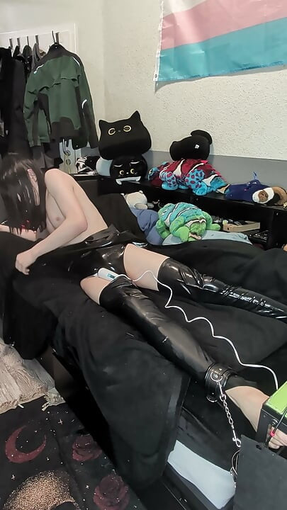 latex bondage with vibrator