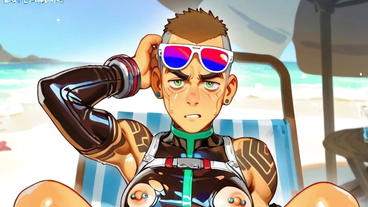Old Trans Man Performing Anal Sex on the Beach Sand Ftm Hentai Animation