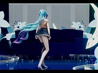 Adult Miku - танцы в сексуальной юбке + постепенное раздевание (3D хентай)