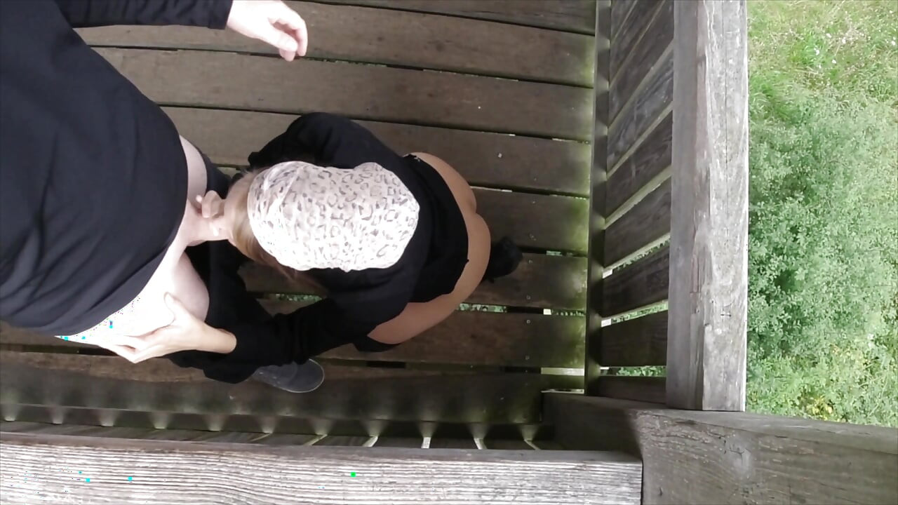 Risky public fuck on observation tower