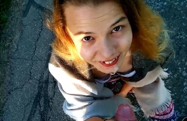 Stunning 18yo Lola sucks huge cock and gets extreme cumshot