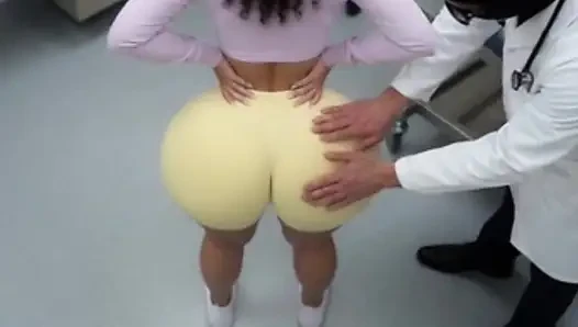 Petite Big Ass in Tight Yellow Shorts and Yellow Thong