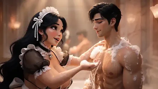 Obedient Maid Pleases Her Young Master (AI generated))