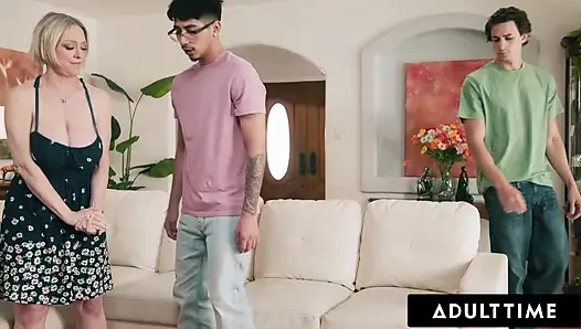 ADULT TIME - Horny Stepbros Team Up To SPITROAST Exasperated Stacked Stepmom Dee Williams