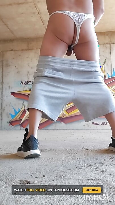 In a Thong Fingering Me Outdoors
