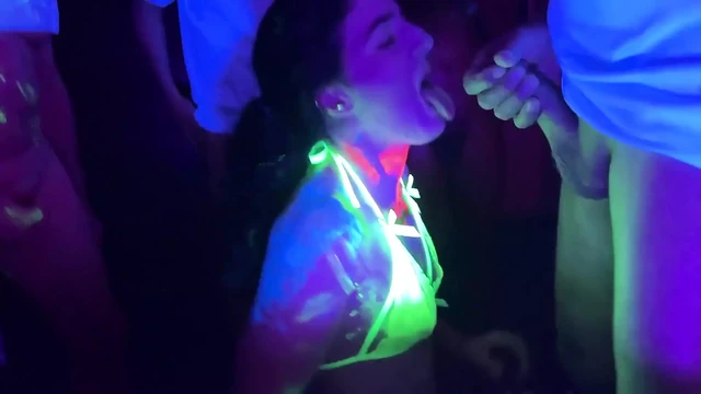Full Video - Glow Party! Bukkake Gangbang for Cum-hungry Slut - Cliff Media Productions