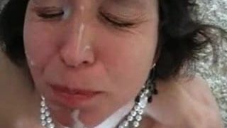Milf Facial, great tits, oozing pussy