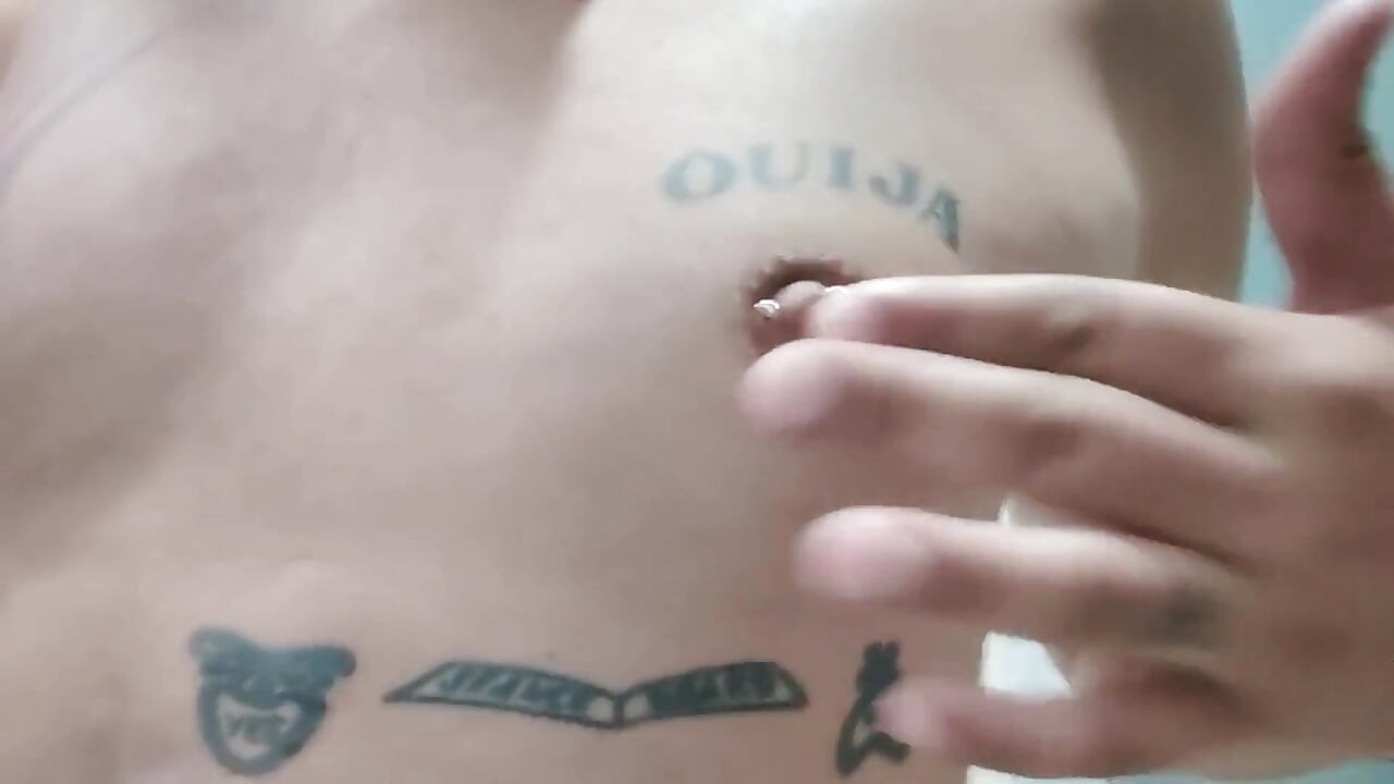 Showing Tattooed Breasts and Pierced Nipples - Squeezing and Touching Breasts - Tits Play