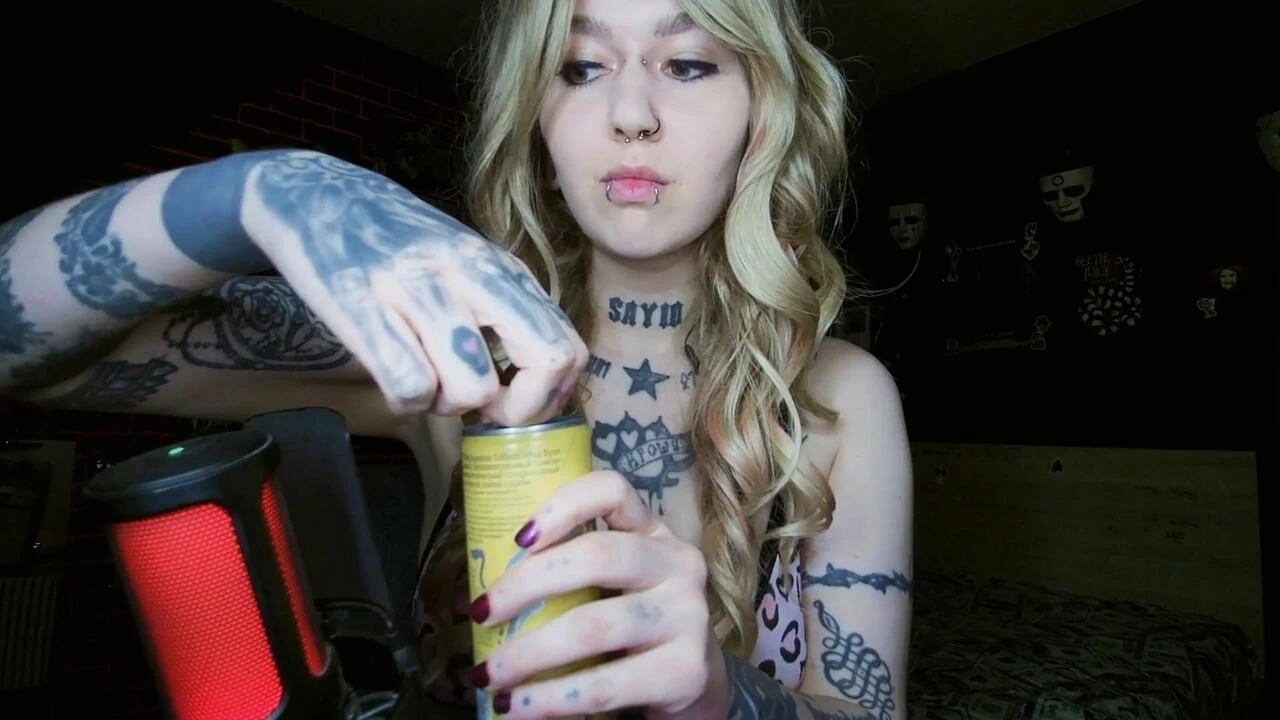 Alternative blonde drinking and burping