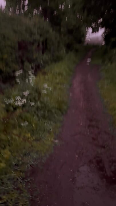 Left clothes in car for a barefoot naked walk in the rain down a lane never walked even clothed
