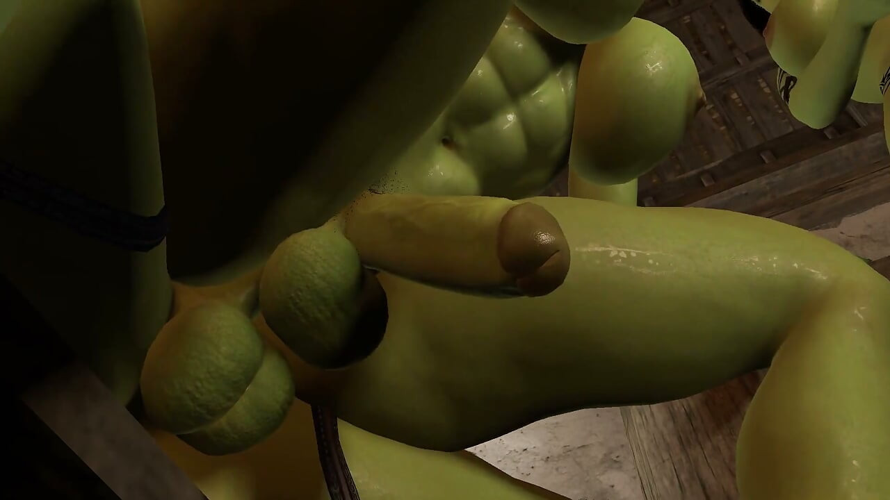 Orc dick girl monta polla mientras otro se masturba un trío