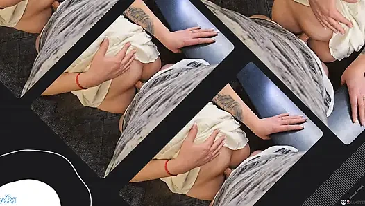 Stepsister Helps Stepbrother Quickly Cum in her Panties