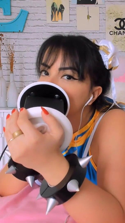 ASMR PORN INTENSE CHUN LI COSPLAY EMANUELLY RAQUEL EAR LICKING AHEGAO BLOWJOB AND TITSFUCK | Clip 1