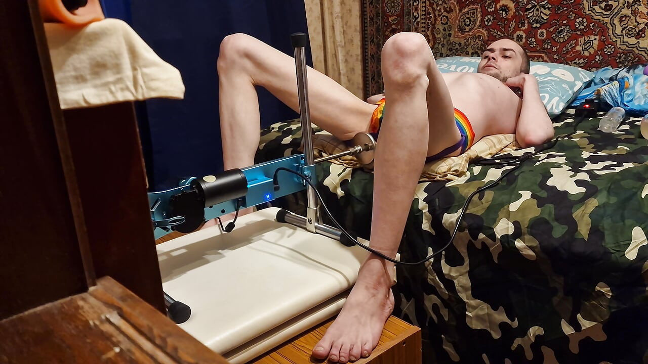 Machine fucking my gay ass amateur