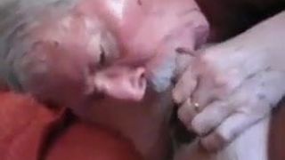 Grandpa swallows a load