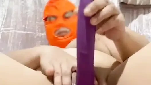Wife watches our sex video while she does dildo