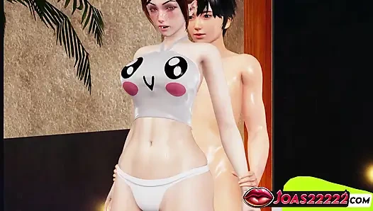 3D-Animation von sexy ashe in einem pool - genießen sie oberschenkelfetisch im höschen unterwasser pOV doggystyle für ihren perfekten arsch