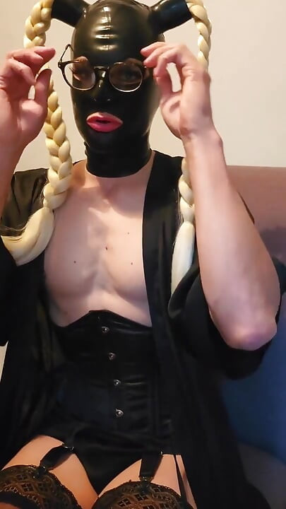 Latex doll wearing lingerie and cum