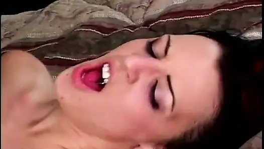 Girl in black tights fucked and covered in cum