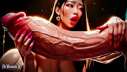 Asia - cewek korea semok - ngentot toket dan nyepong kontol pria antar ras - bokep animasi (suara asmr) (4k ai generated)