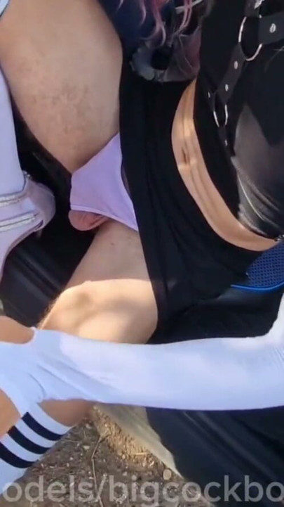 Picked up a slutty trance passenger with a big cock on the highway and fucked her. hot cruise | Clip 1