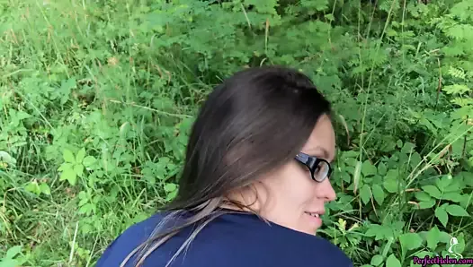 Girl Sucking Dick and Fucking in the Woods - Public Sex