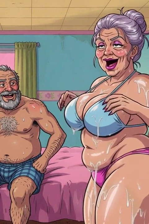 모텔 방 애니메이션의 오래된 커플