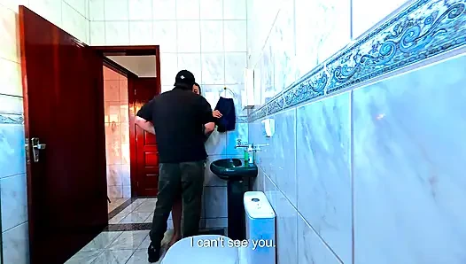 Step-niece alone in the bathroom and rubbing himself dryhump against her.