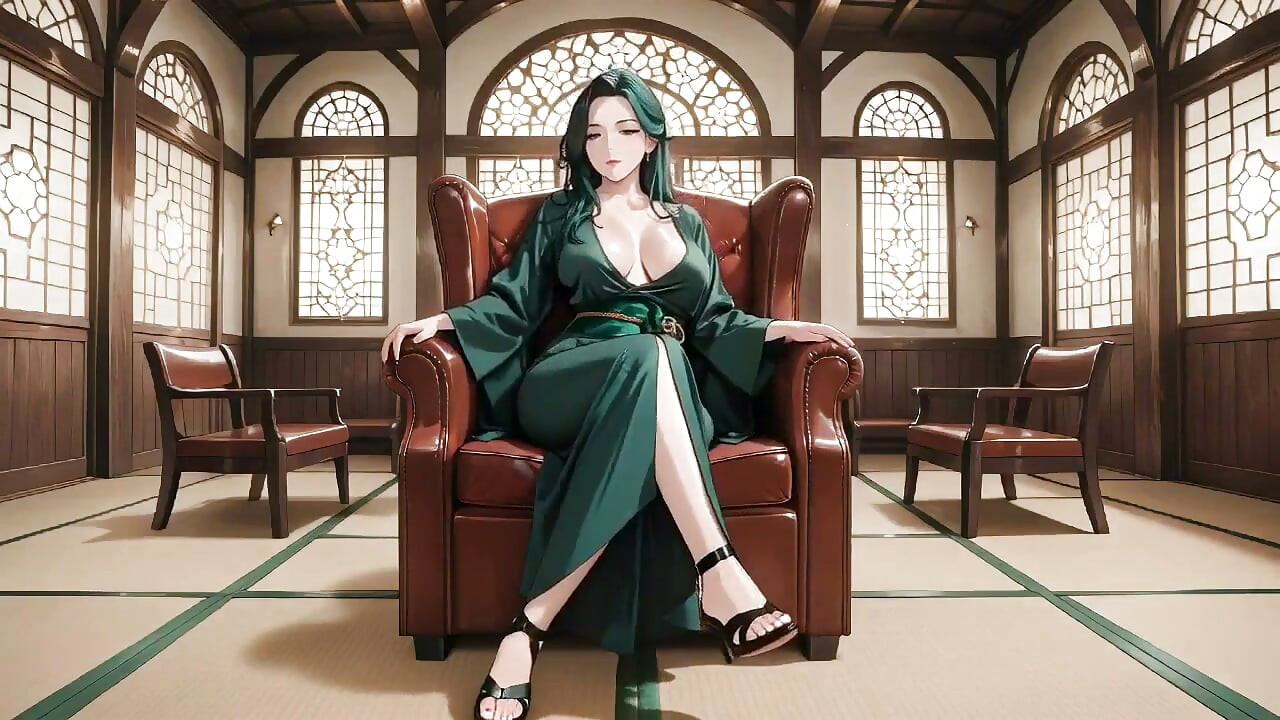 Deep Green Kimono! Private Shrine Stroll, High Slit Accidents!