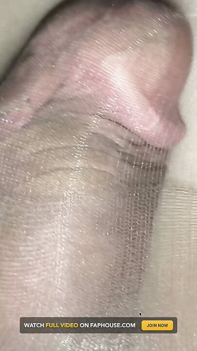 My Sissy Cock in Someone Else's Coffee Pantyhose Close-up. Leaking Nylon Lubricant