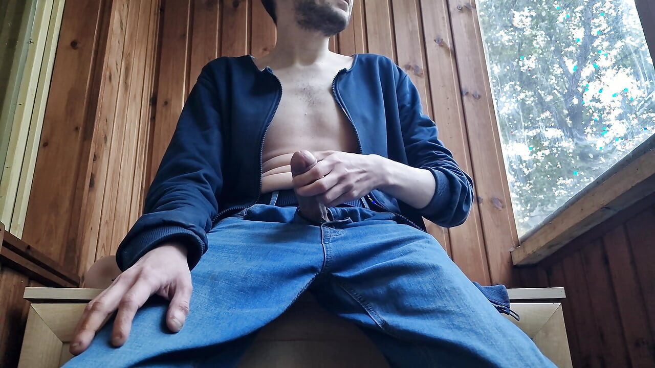 Man solo masturbation and cum in a country house amateur Russian