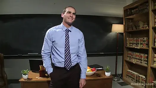 Straight Professor Gets Edged and Dildo Fucked in the Classroom
