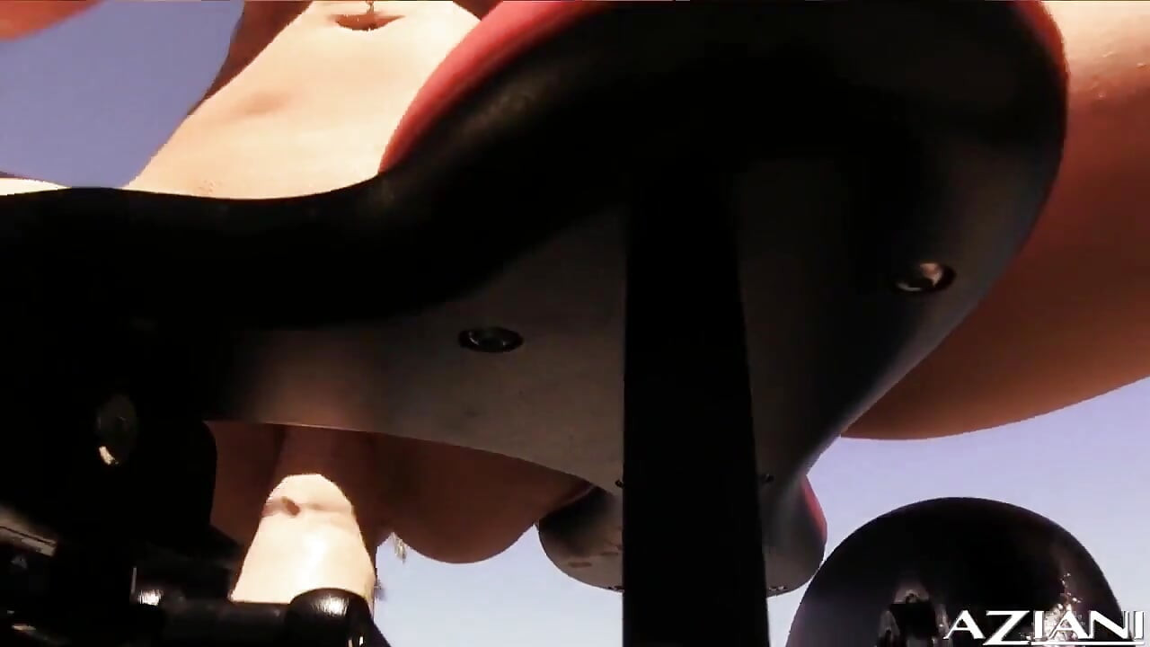 Busty perfect blonde rides sybian outdoors