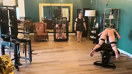 Piss Drenched Bound Slaves in Dominatrix Dungeon